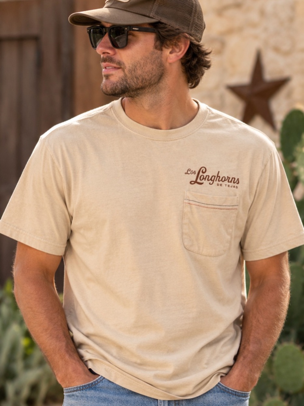 Howler Brothers Los Longhorns de Tejas Western Graphic Pocket T-Shirt Men’s XL